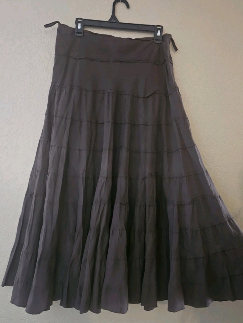 ING Size L Brown Pull On Tiered Ruffles Maxi Skirt Size L